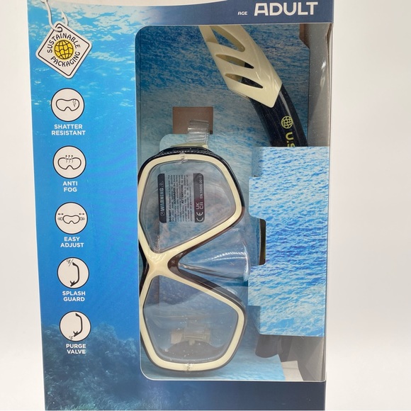 U.S. Divers Playa Mask with Airent Snorkel Set New OpenBox Black and White - Picture 3 of 4